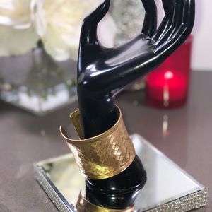 Gold Woven Brass Adjustable Cuff